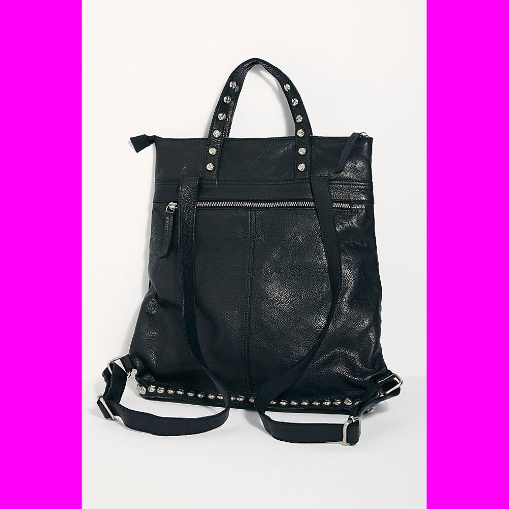 Free People Black Ellie Leather Studded Backpack